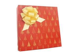 Gift Wrap Rolls - Gold Trees on Red