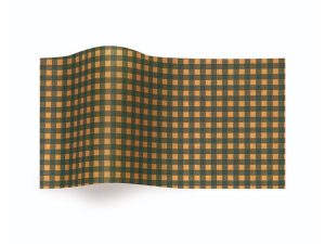 Tissue Paper - Green Gingham on Kraft